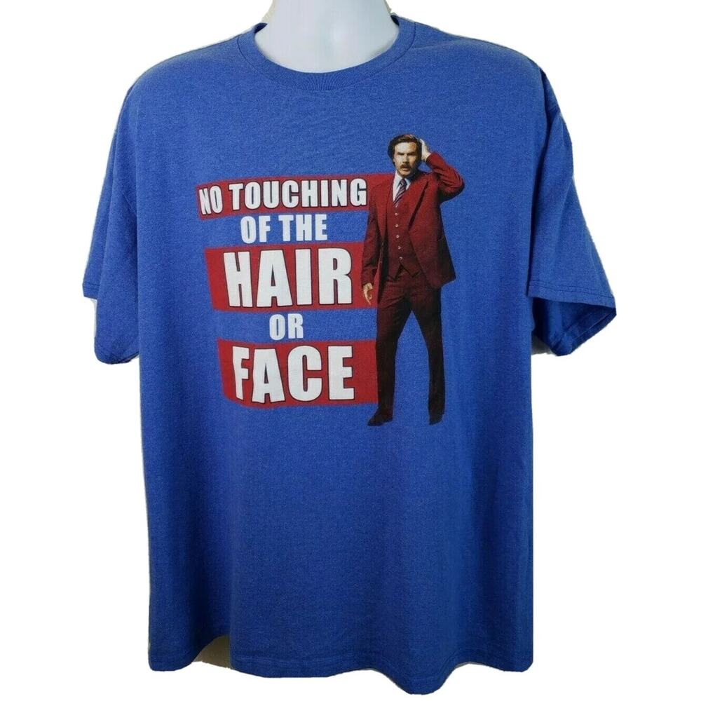 Anchorman 2 No Touching of the Hair or Face Short Sleeve XL Blue T-Shirt